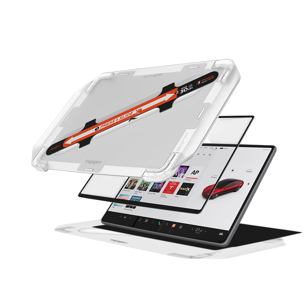 Spigen GlastR EZ FIT Anti-Glare FC Schutzfolie für Tesla Y (2026 / 2025) / 3 (2026 / 2025 / 2024) Navigation, gehärtetes Glas AGL07152