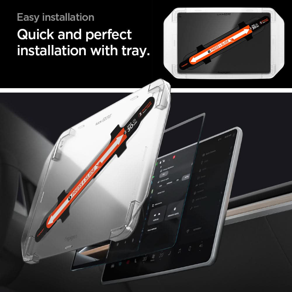 Spigen GlastR EZ FIT Anti-Glare FC Schutzfolie für Tesla Y (2026 / 2025) / 3 (2026 / 2025 / 2024) Navigation, gehärtetes Glas AGL07152