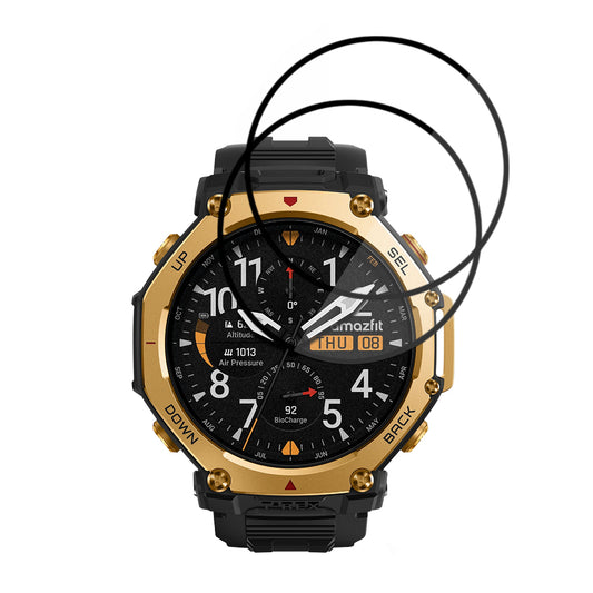 Film de protection Techsuit Nano Flex pour Amazfit T-Rex 3 Pro 48mm, Set de 2 pièces, Plastique, Noir