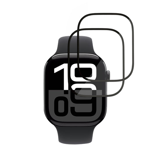 Film de protection Techsuit Nano Flex pour Apple Watch Series 10 / 11 46mm, Set de 2 pièces, Plastique, Noir
