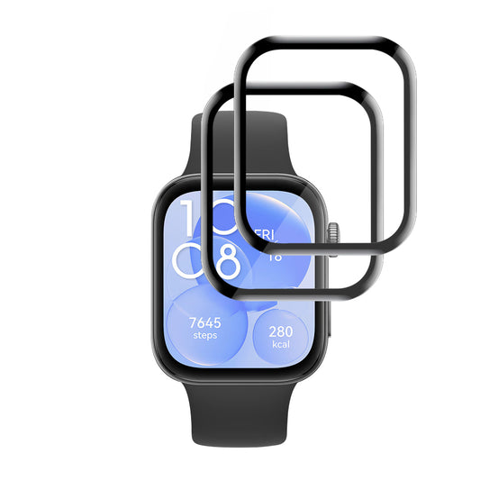 Schutzfolie Techsuit Nano Flex für Huawei Watch Fit 3, Set mit 2 Stück, Kunststoff, Schwarz