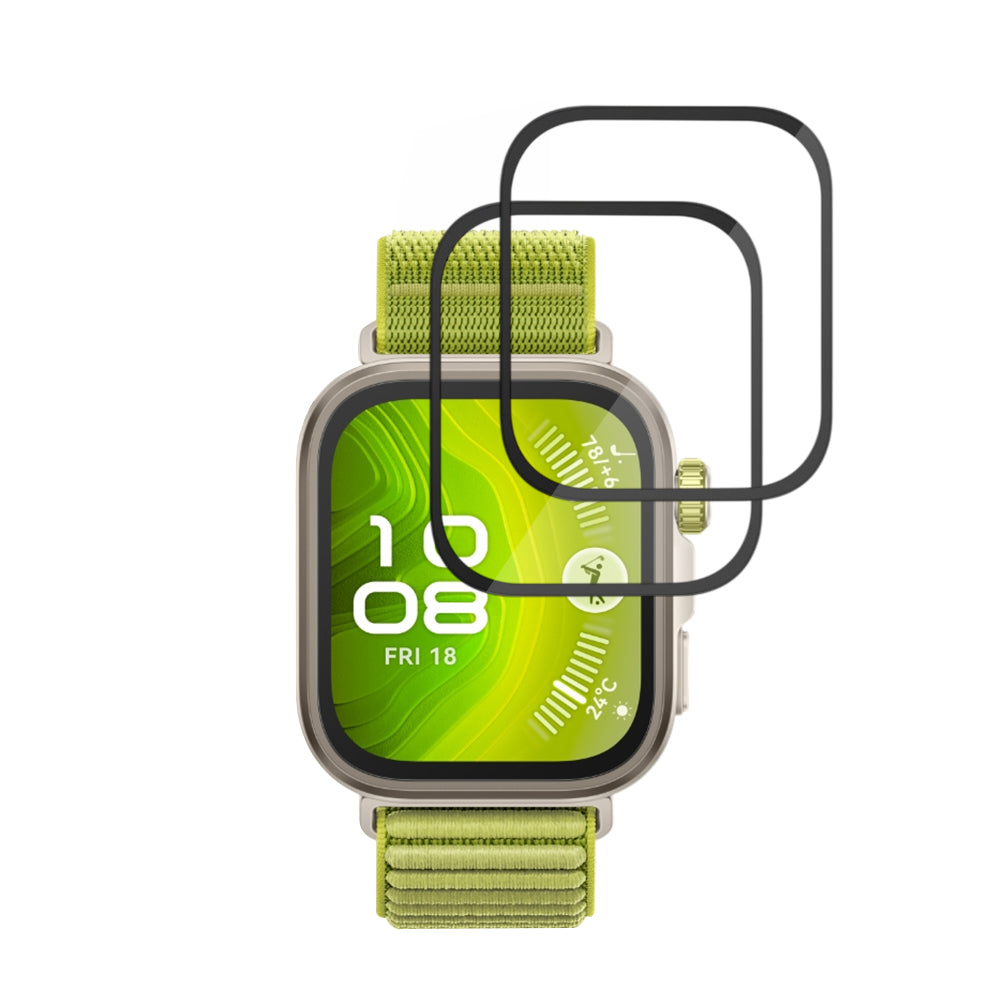 Film de protection Techsuit Nano Flex pour Huawei Watch Fit 4 Pro, Set de 2 pièces, Plastique, Noir