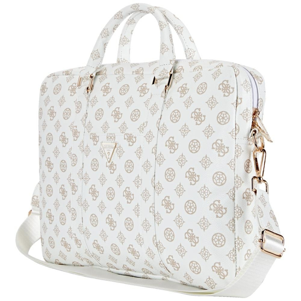 Sac Guess Peony Triangle Logo pour ordinateur portable 16 pouces, Blanc