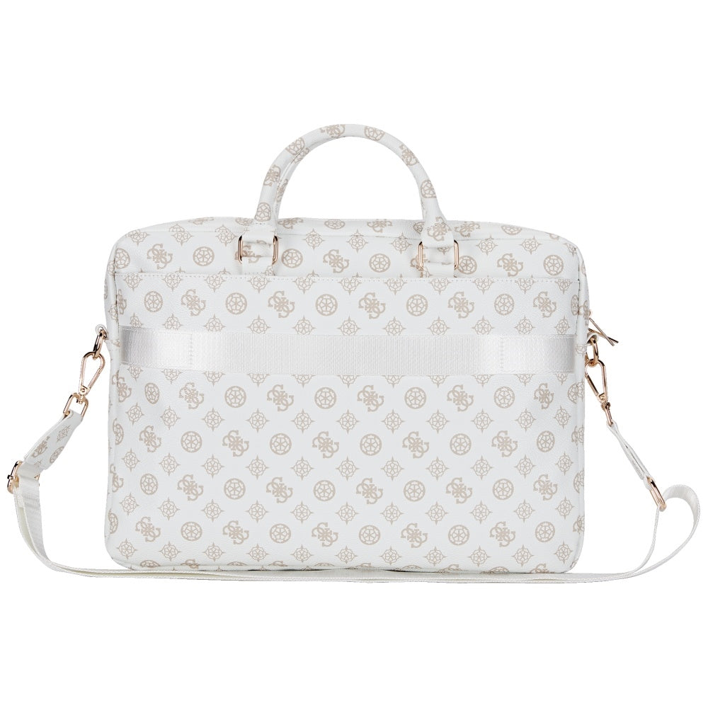 Sac Guess Peony Triangle Logo pour ordinateur portable 16 pouces, Blanc