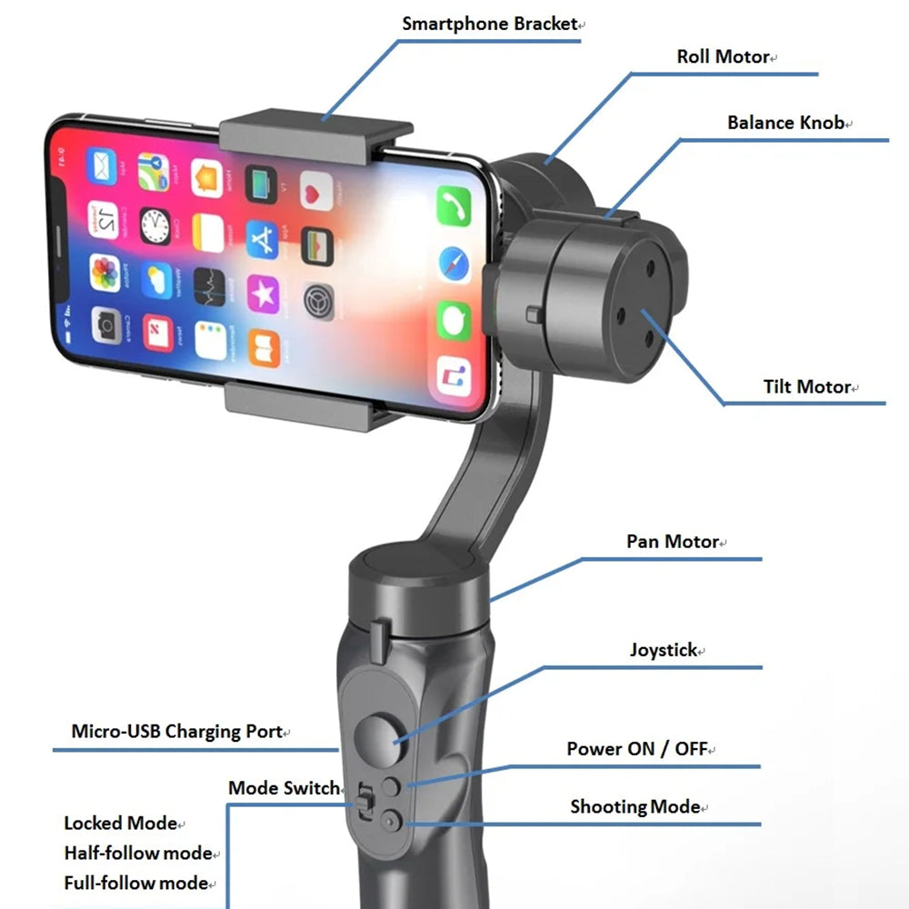 Gimbal Stabilisator Techsuit H4, Schwarz