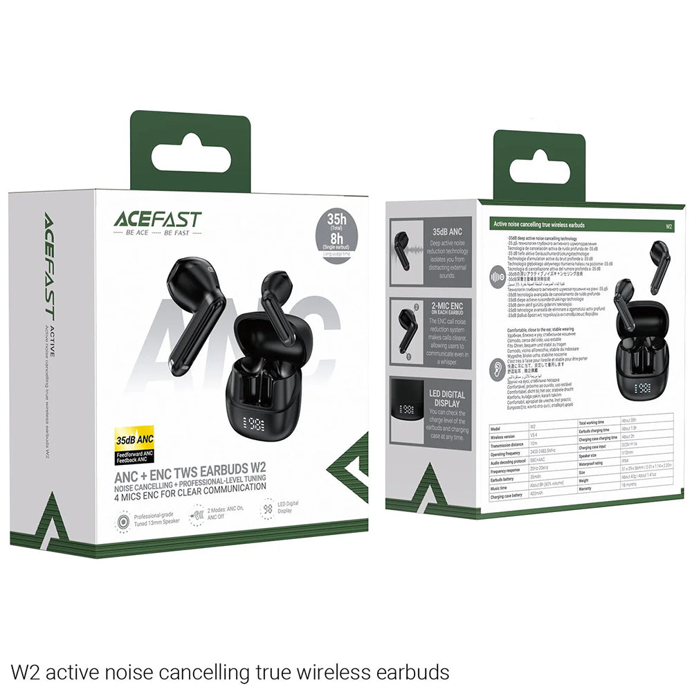Kit mains libres Bluetooth Acefast W2, TWS, Noir