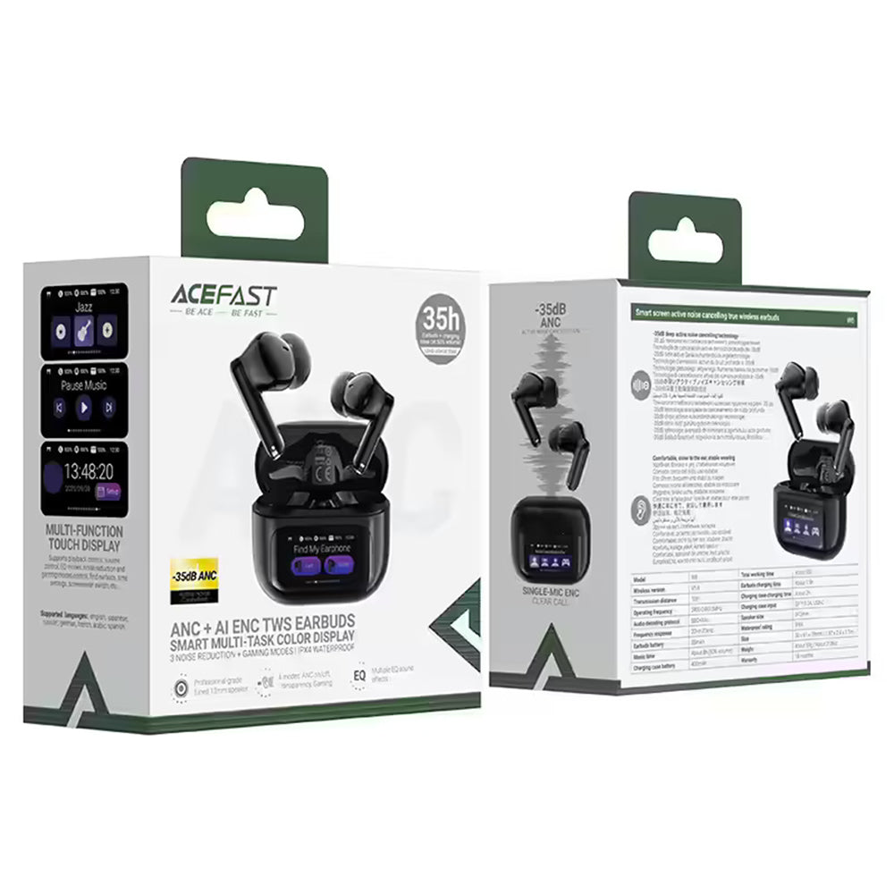 Kit mains libres Bluetooth Acefast W6, TWS, ANC, Noir