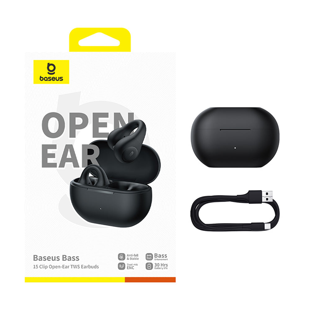 Kit mains libres Bluetooth Baseus Bass 15 Clip, TWS, Noir A00079500113-00
