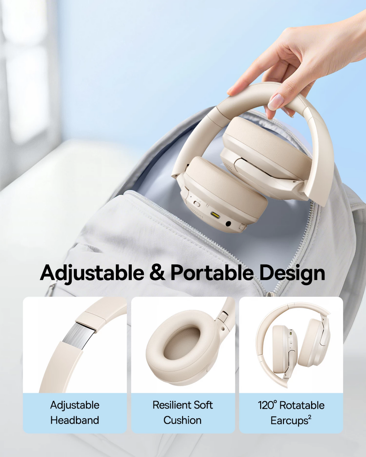 Kit mains libres Bluetooth Baseus BH1 Lite, A2DP, blanc A0203C02