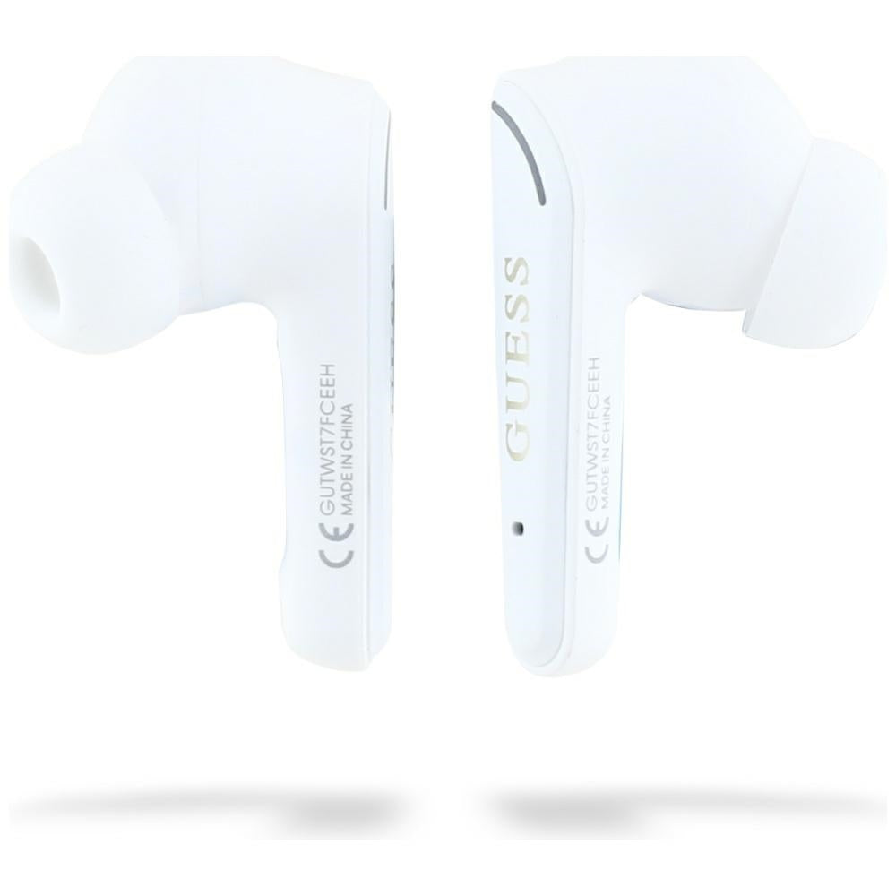 Handsfree Bluetooth Guess Flat Classic Logo Electroplated, TWS, Blanc