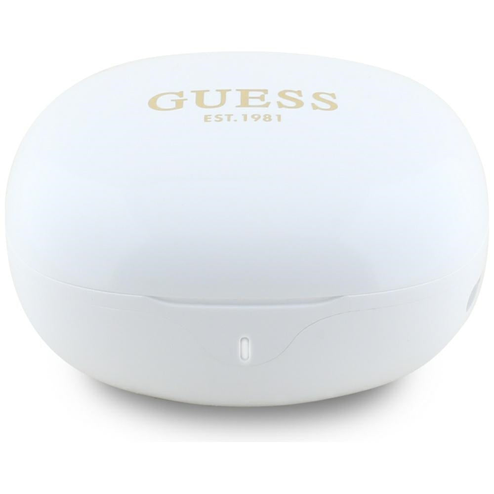 Handsfree Bluetooth Guess Flat Classic Logo Electroplated, TWS, Blanc
