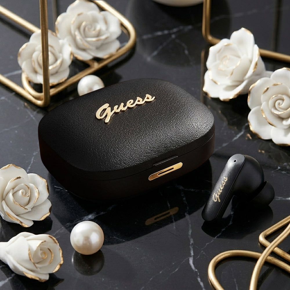 Handsfree Bluetooth Guess Script Metal Logo, TWS, Weiß