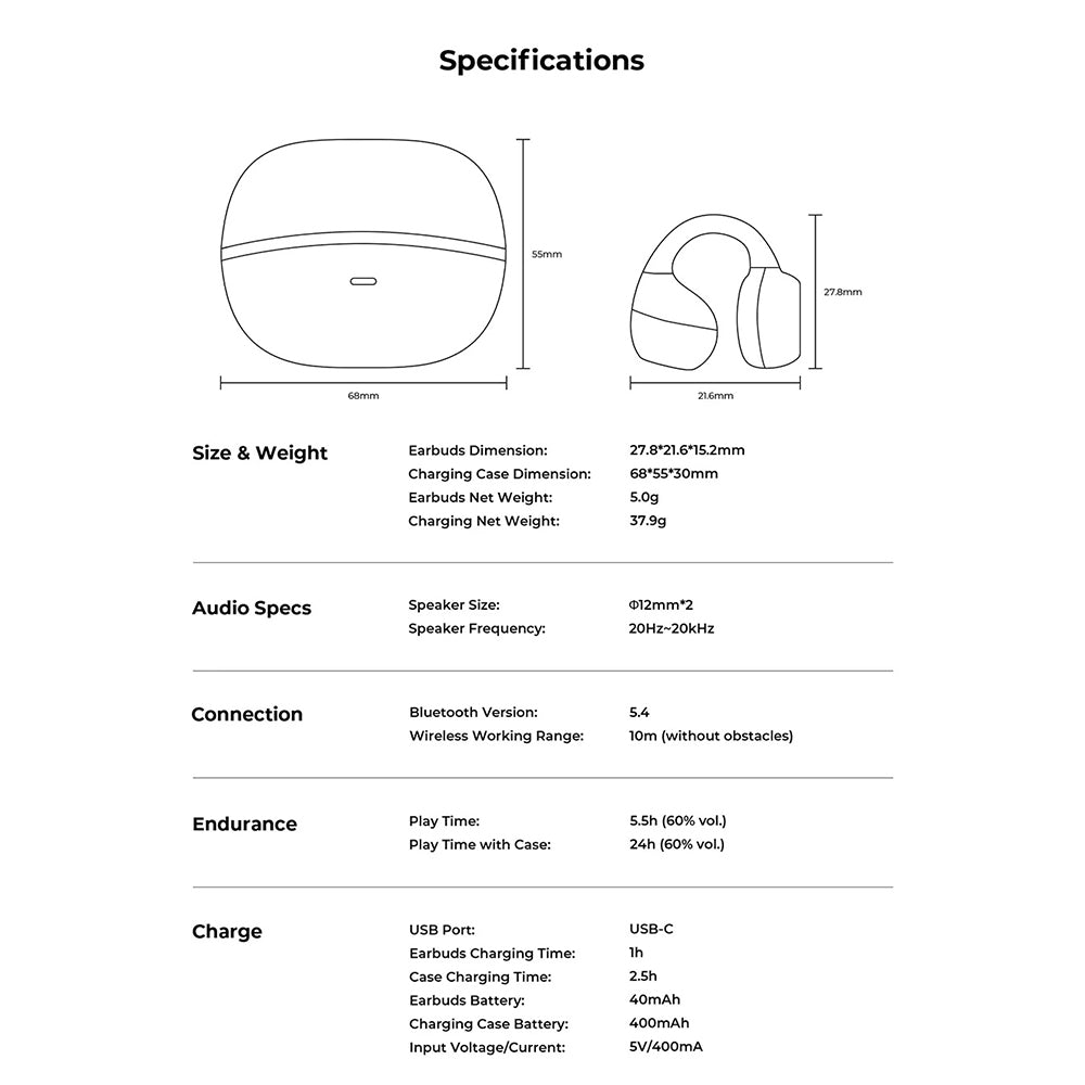 Kit mains libres Bluetooth HAVIT OWS916, TWS, Noir