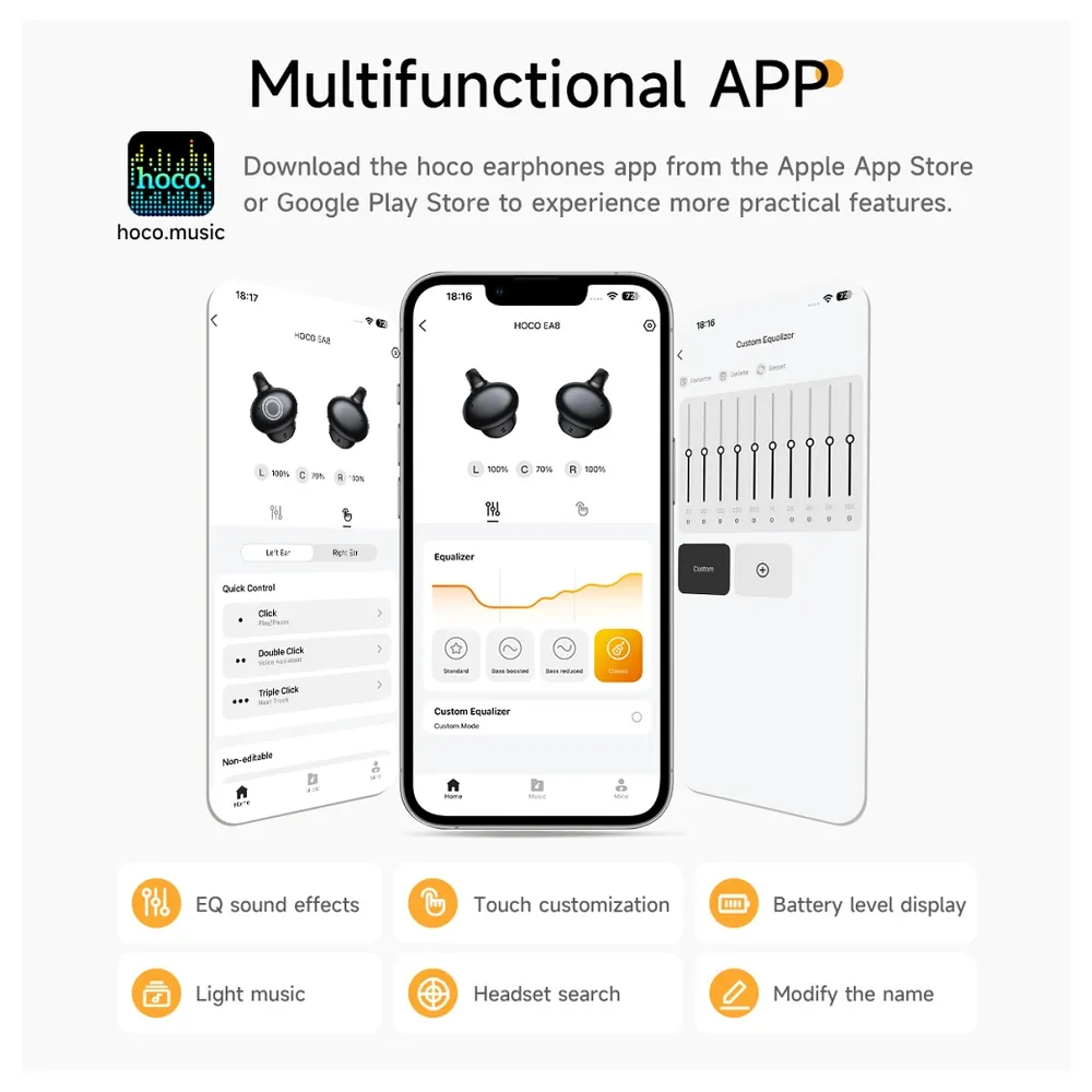 Kit mains libres Bluetooth HOCO EA8, TWS, Blanc