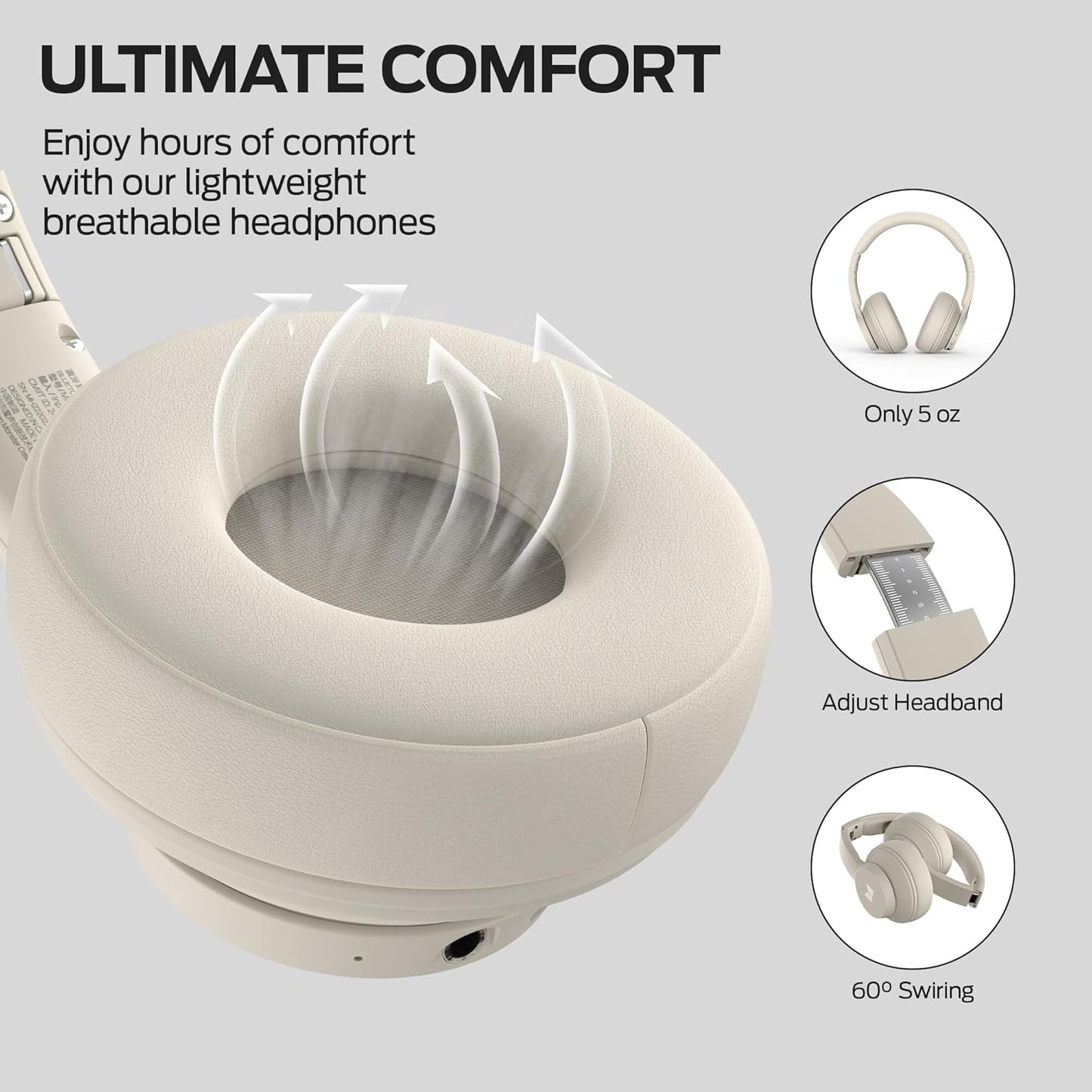 Casque Bluetooth Monster Mission 100, MultiPoint, A2DP, ANC, Blanc