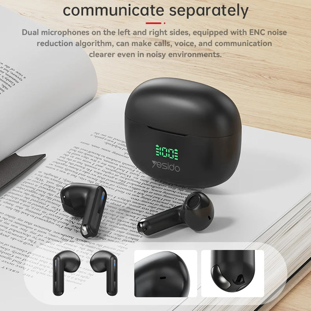Kit mains libres Bluetooth Yesido TWS19, TWS, Noir