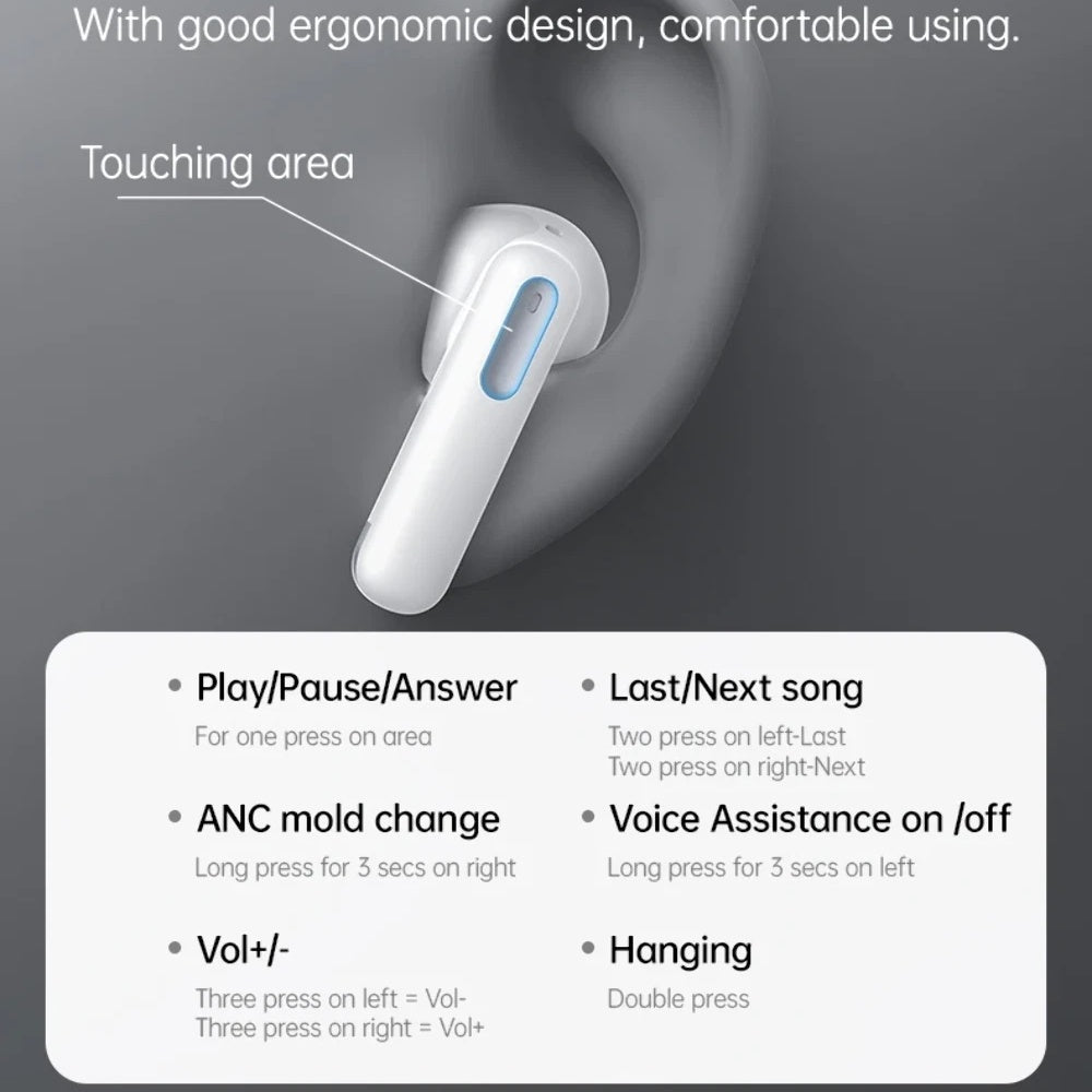 Kit mains libres Bluetooth Yesido TWS34, TWS, ANC, Blanc