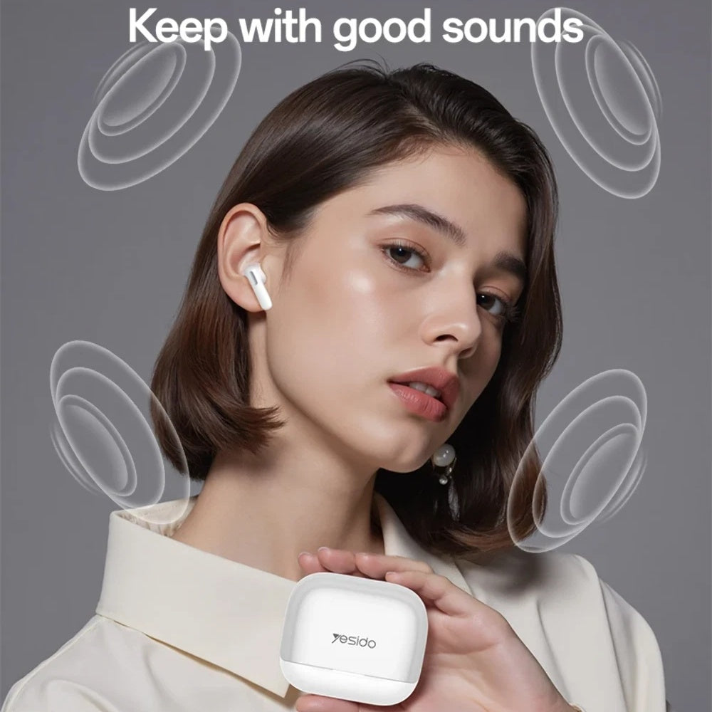 Kit mains libres Bluetooth Yesido TWS34, TWS, ANC, Blanc