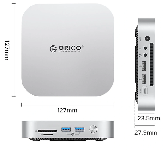 Hub Multifonctionnel Orico MiniLink M49P pour Apple Mac Mini M4, 9-en-1, Argent