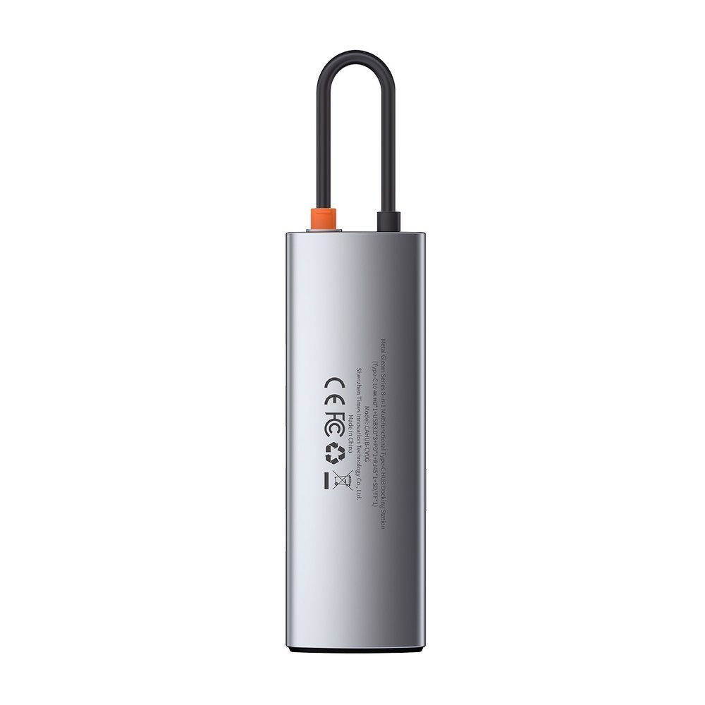 Baseus USB-C Hub, 3 x USB-A 3.0 - 1 x USB-C - 1 x HDMI - 1 x RJ45 - 1 x SD - 1 x microSD, Gray CAHUB-CV0G