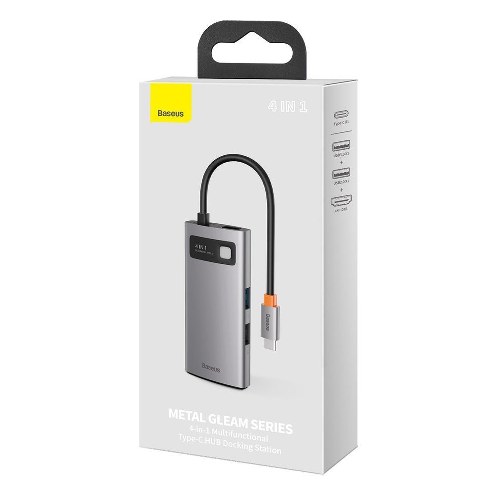 Baseus Metal Gleam USB-C Hub 4-in-1 | HDMI 4K | Grau