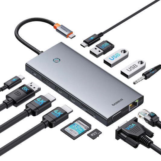 Hub USB-C Baseus PortalJoy, 13 en 1, Gris B00053002811-01