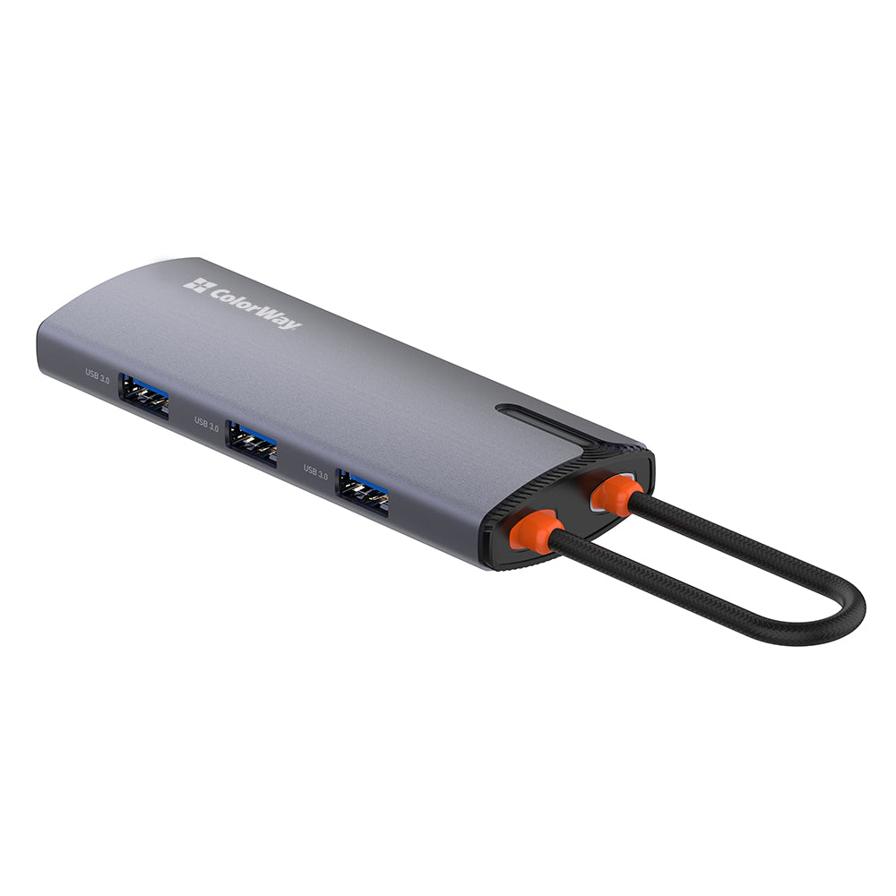 USB-C Hub ColorWay CW-HUB03, 6in1, Silber
