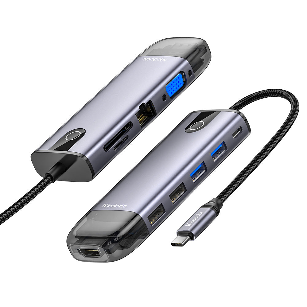 Hub USB-C McDodo HU-7420, 10en1, Gris