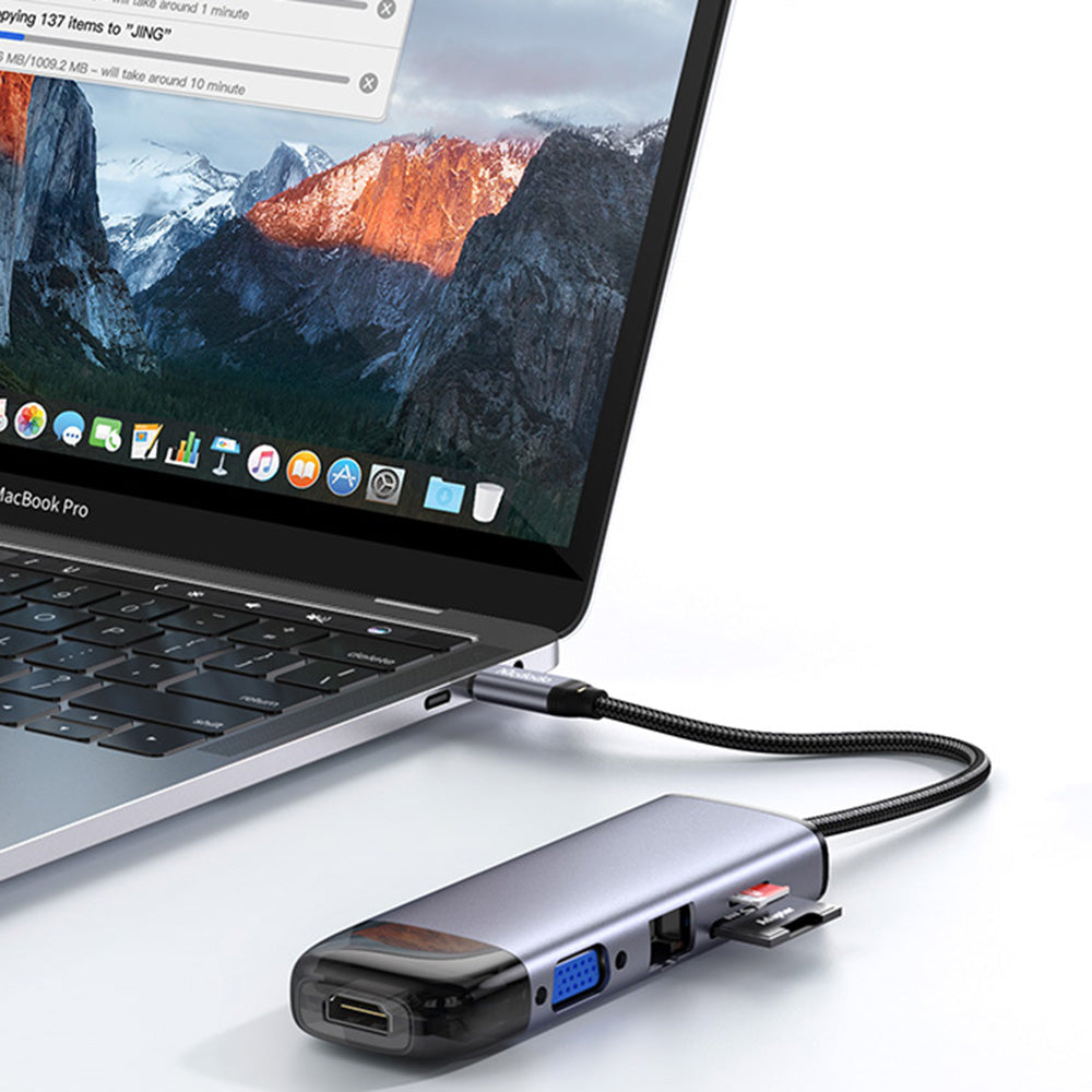 Hub USB-C McDodo HU-7420, 10en1, Gris