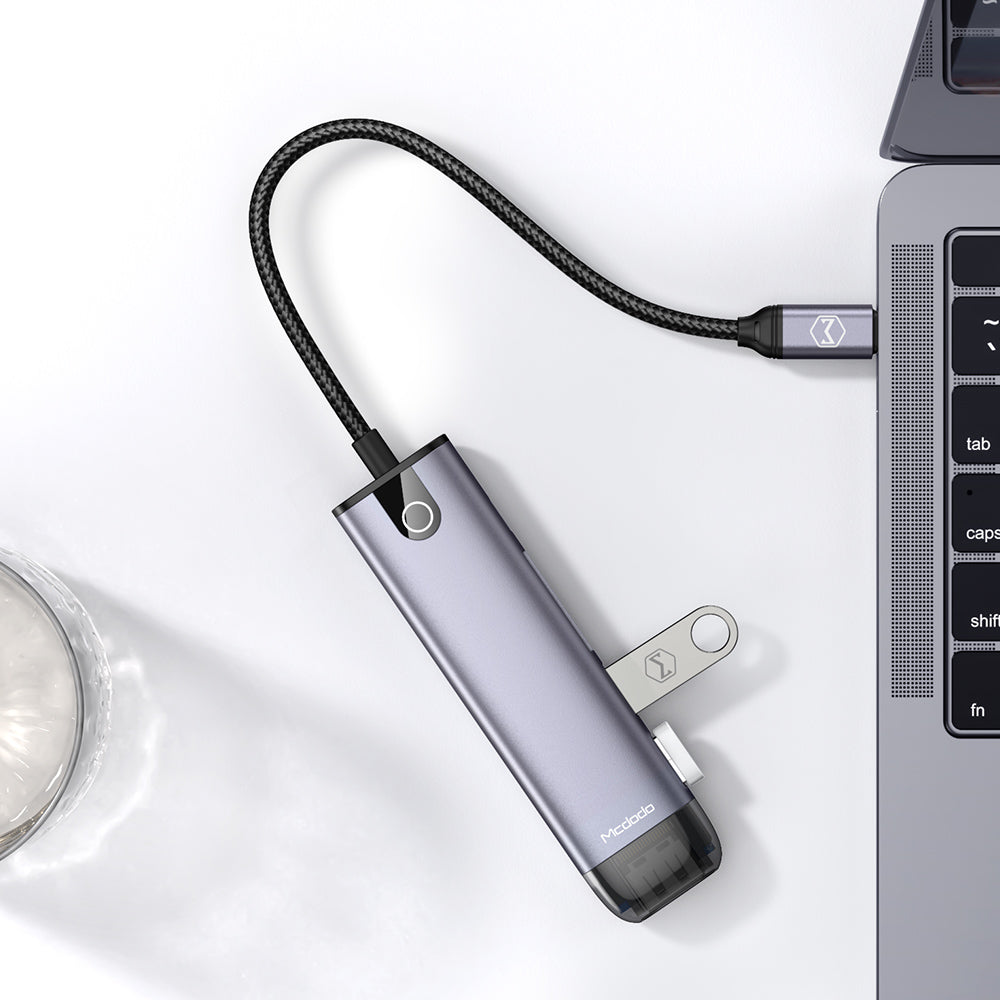 Hub USB-C McDodo HU-7740, 6en1, Gris