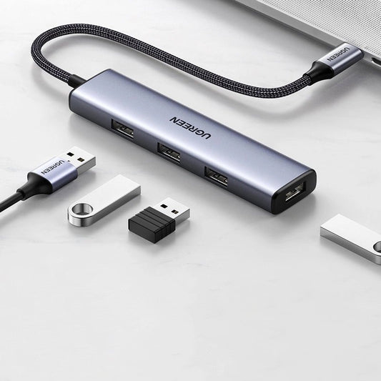 Hub USB-C UGREEN CM473, 4 x USB-A 3.0, 0.15m, Grau