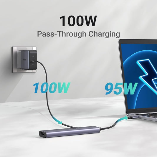 UGREEN CM478 USB-C Hub, 1 x USB-A 3.0 - 2 x USB-A - 1 x USB-C - 1 x HDMI, Grau