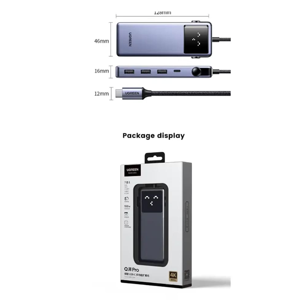Hub USB-C UGREEN CM888 (45155) Uno, 6en1, Gris