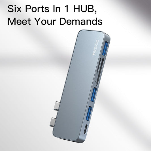 Hub USB-C Yesido HB10 pour Apple MacBook Pro / Air, 6en1, Gris