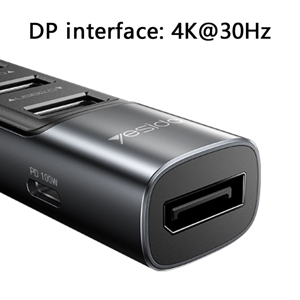Hub USB-C Yesido HB23, 5en1, Gris