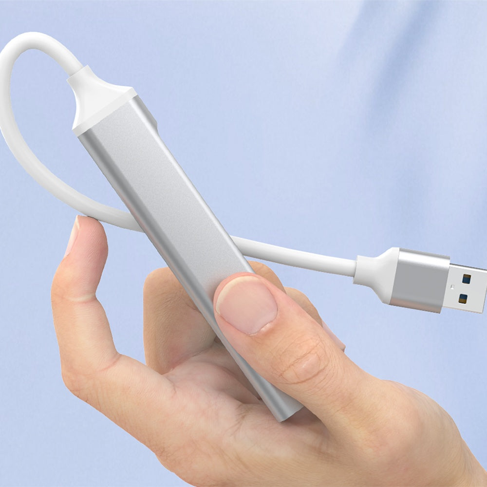 Hub USB Techsuit H19 PolarisBridge, 4en1, Gris Blanc