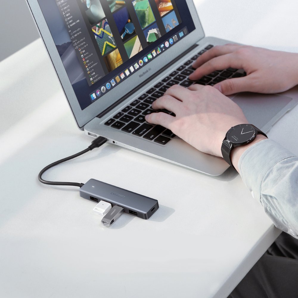 Hub USB-C UGREEN CM219, 4 x USB-A 3.0 - 1 x USB-C, Gris