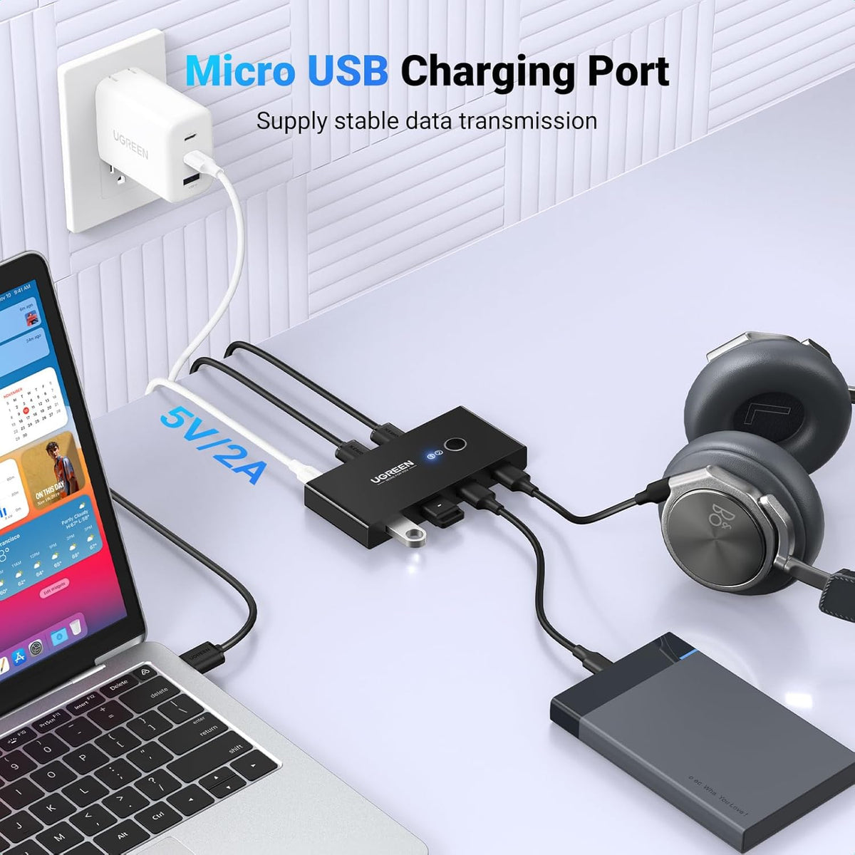 Switch USB UGREEN US216 (30767) Two Sharing Box, 4 x USB-A, Noir