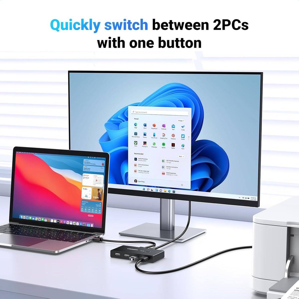 Switch USB UGREEN US216 (30767) Two Sharing Box, 4 x USB-A, Noir