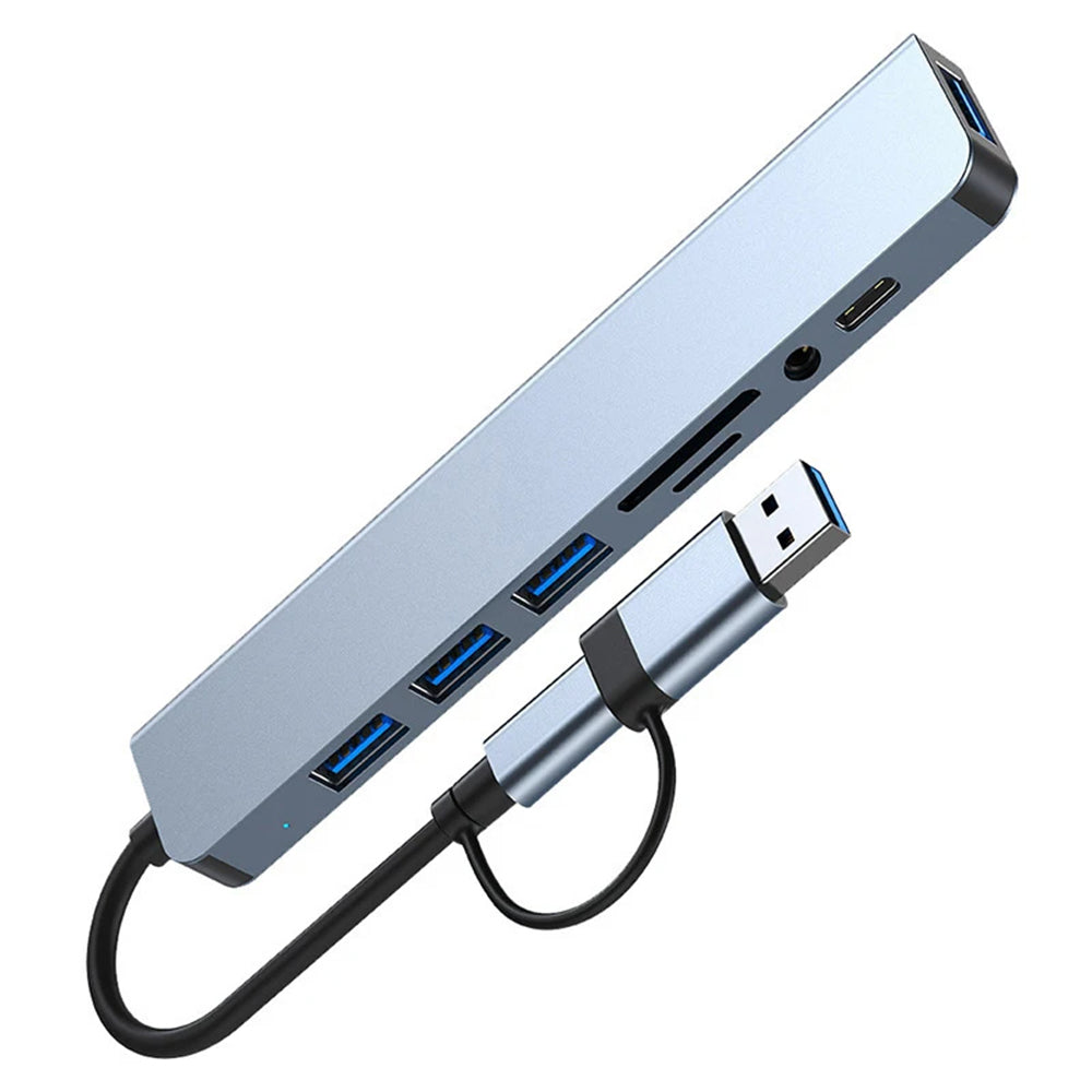 USB / USB-C Hub Techsuit H9 DataBridge, 8in1, Grau