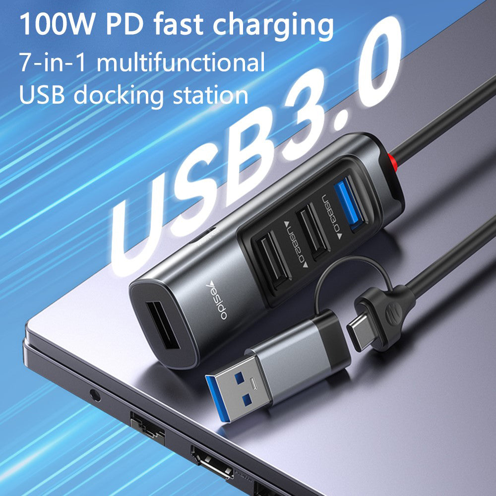 Hub USB / USB-C Yesido HB20, 5en1, Gris