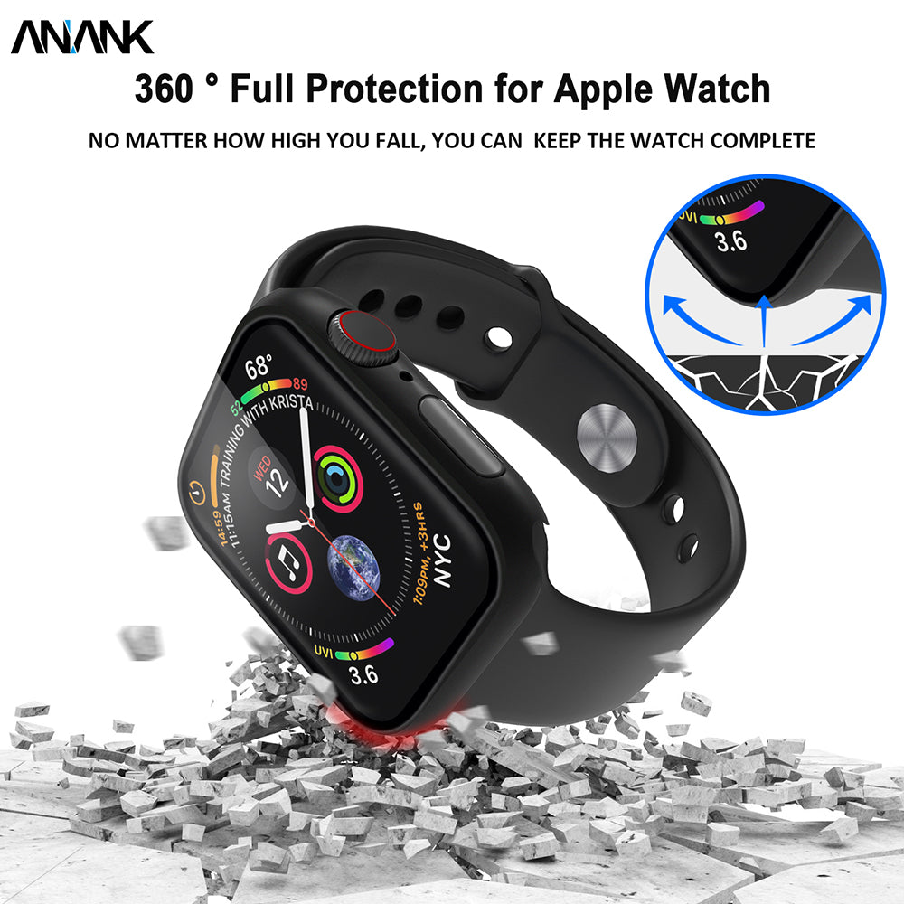 Anank Screen Guard Hülle für Apple Watch Series 7 41mm, Schwarz
