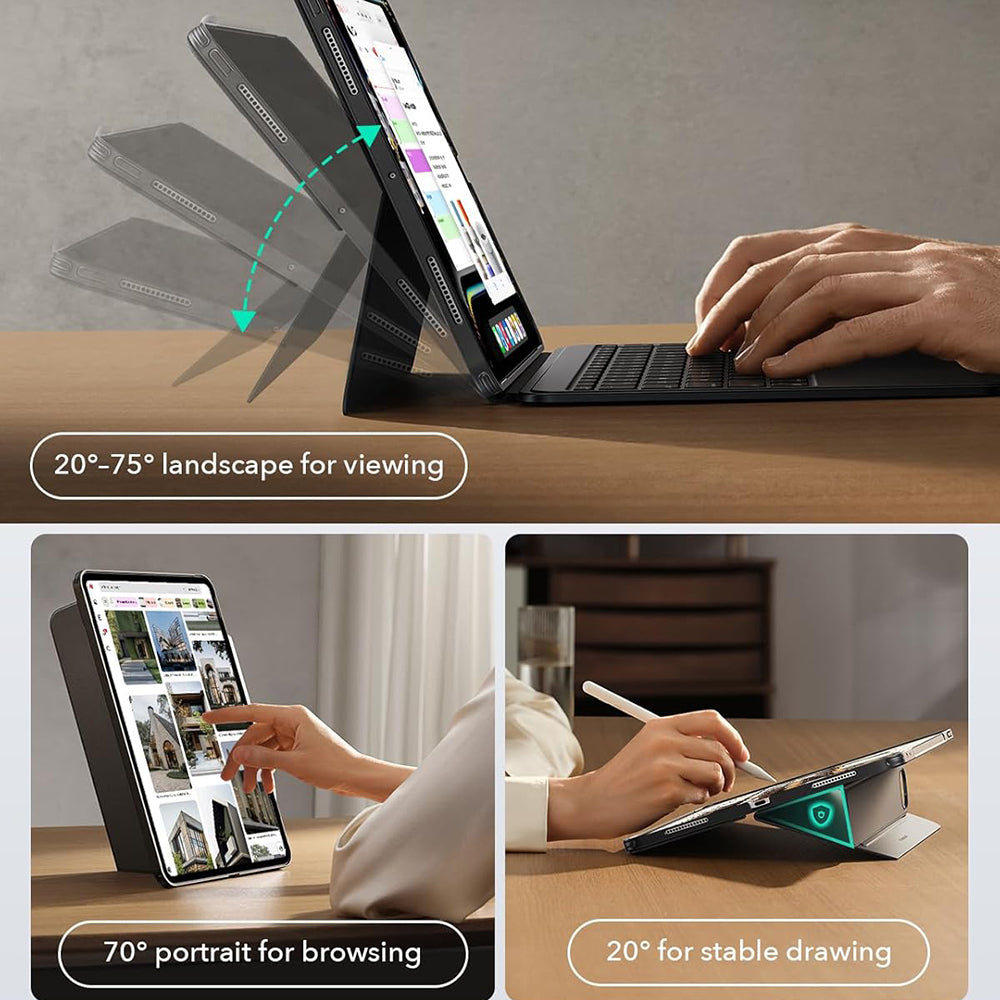 Étui avec Clavier pour Apple iPad (2025) / (2022), ESR, Shift, Gris