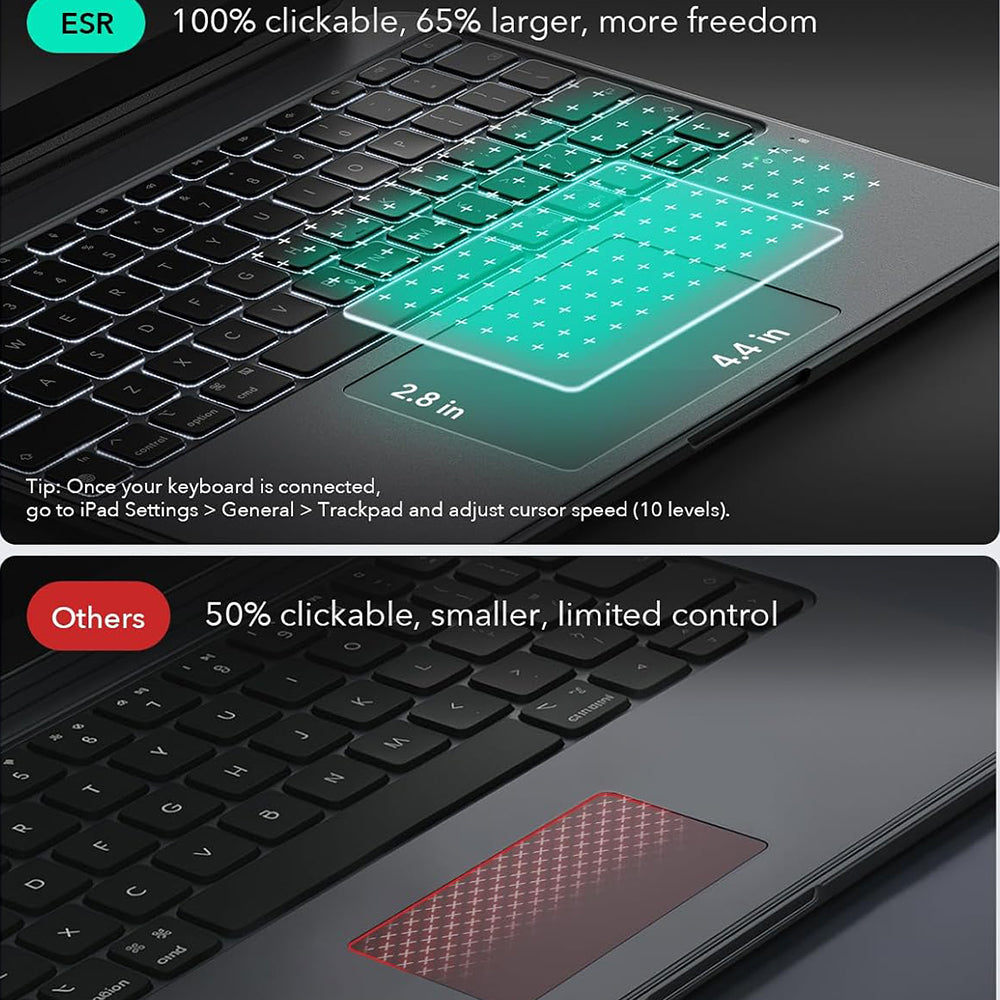 Étui avec Clavier pour Apple iPad (2025) / (2022), ESR, Shift, Gris