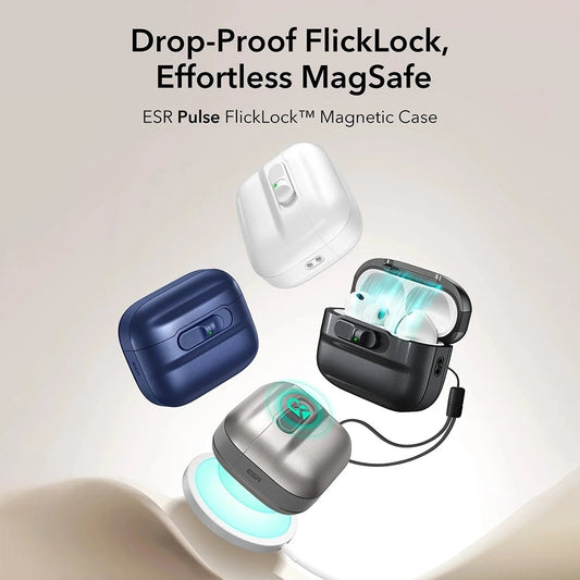 ESR Pulse Magnetic FlickLock Hülle für Apple AirPods Pro 3, Marineblau