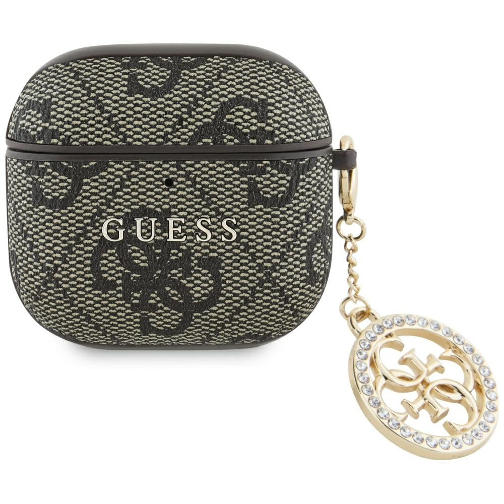 Étui Guess 4G Strass Charm pour Apple AirPods 4, Marron