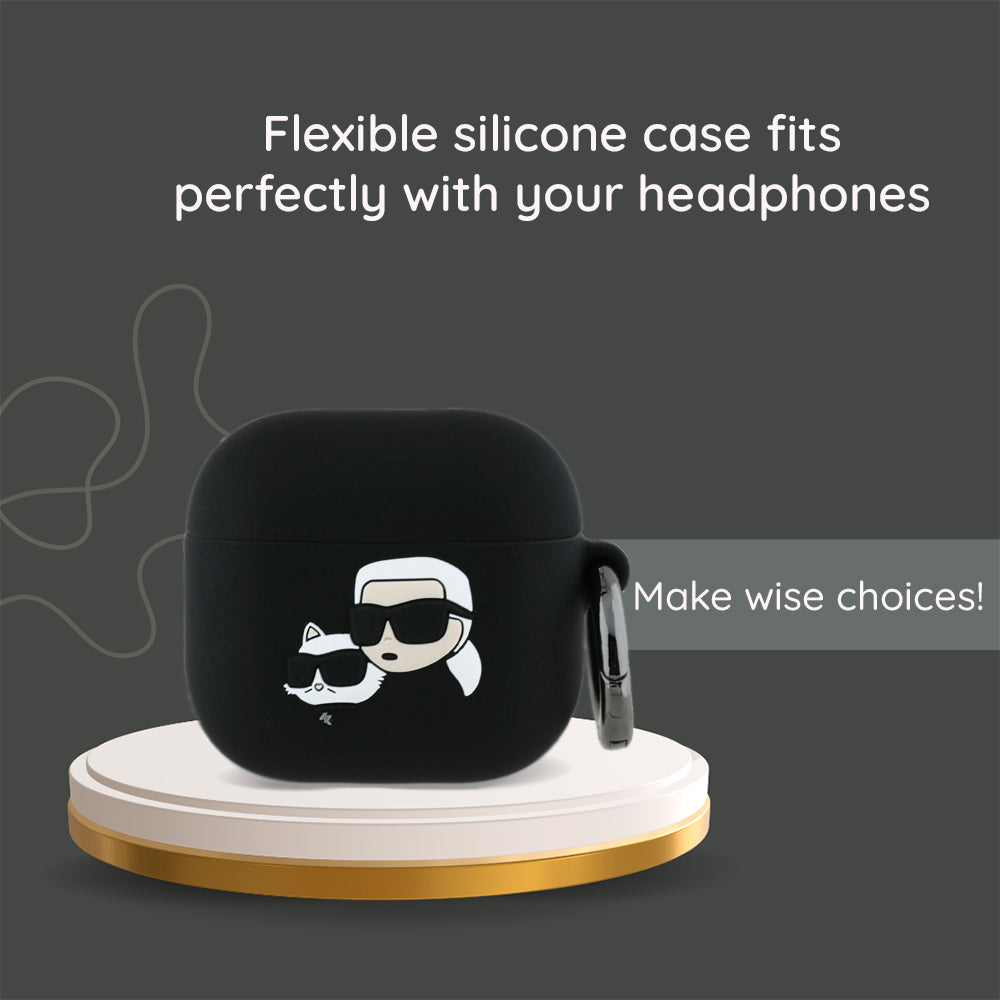 Étui Karl Lagerfeld 3D Tête de Karl pour Apple AirPods 4, Noir