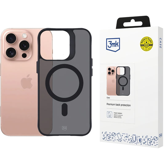 Étui MagSafe pour Apple iPhone 16 Pro Max, 3MK, Smoke MagCase, Noir