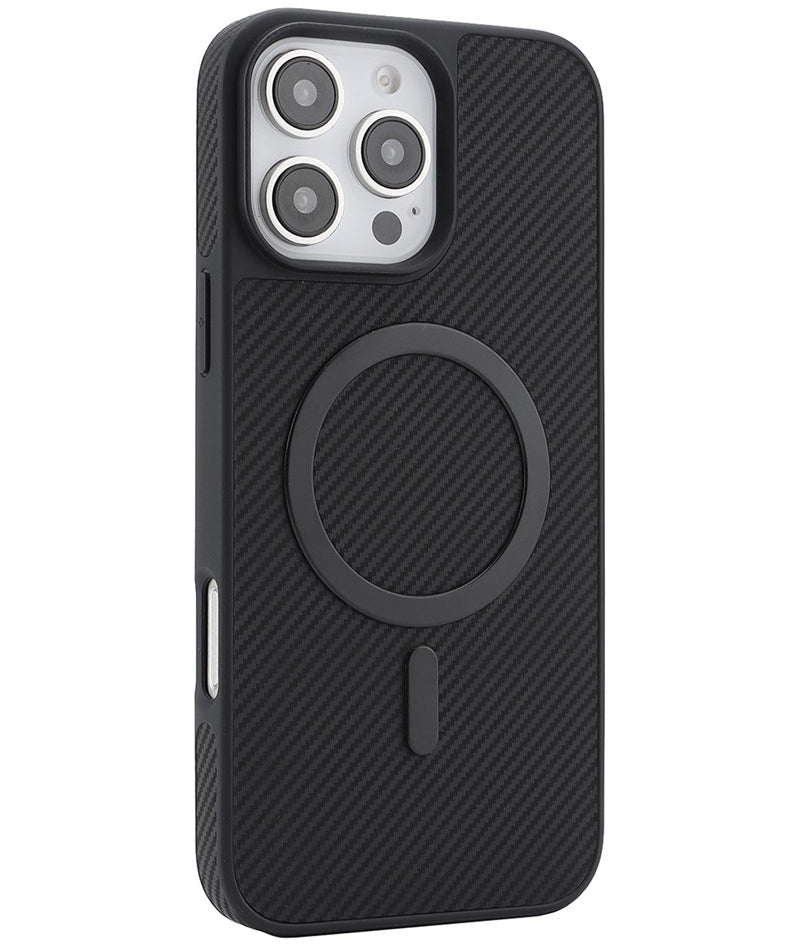 Coque MagSafe pour Apple iPhone 16 Pro, OEM, Anneau Métallique en Carbone, Noire