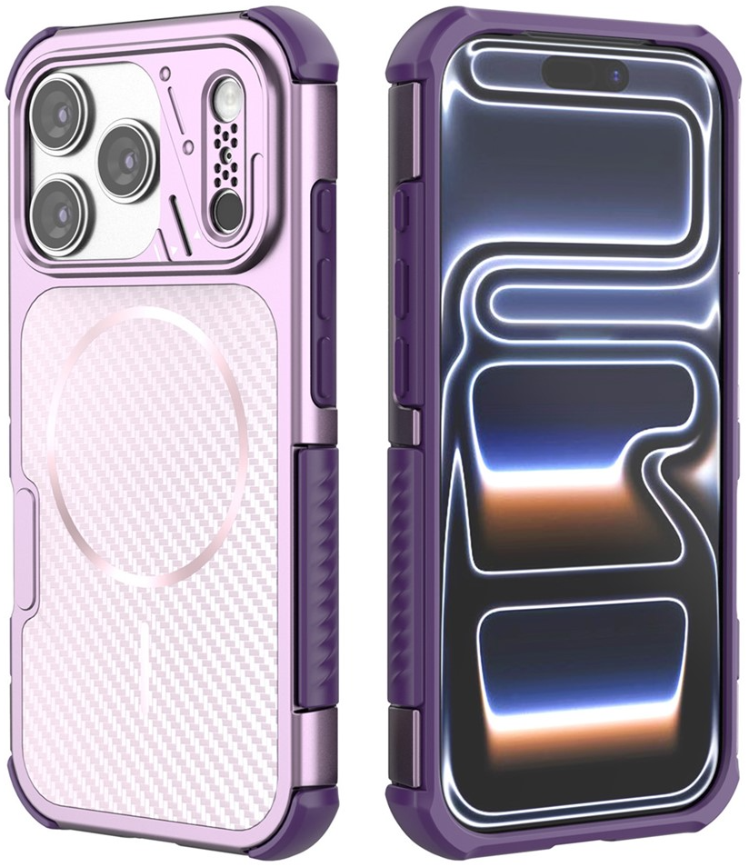 Coque MagSafe pour Apple iPhone 18 Pro Max / 17 Pro Max, OEM, Protection en carbone et aux coins, Violet